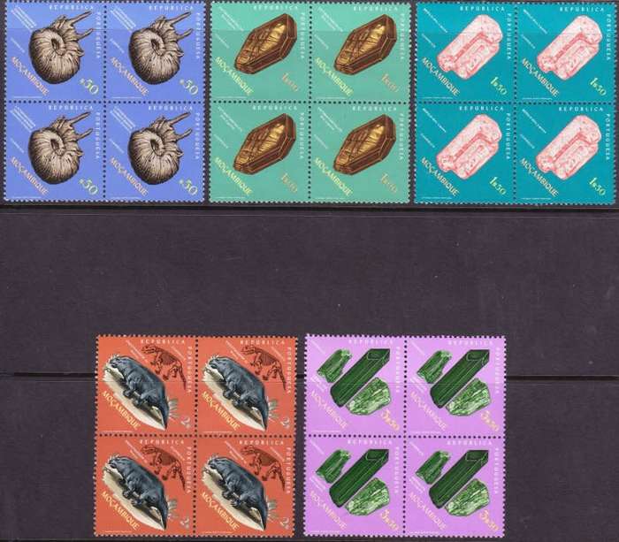 Mozambique, MNH Blocks, 1971,Fossils & Minerals, Excellent condition!GV