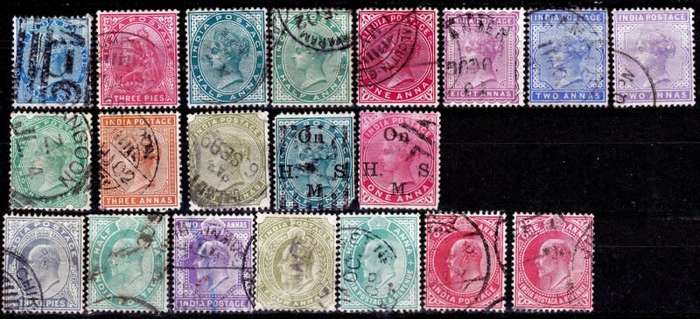 India,Scott #20,36,38,40,41/2,44,55,116a,118,O27,O28,60/3,66,78,79,Used,CV$23.00
