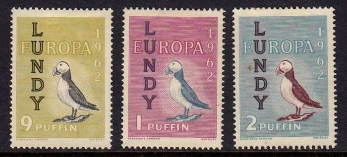 Great Britain,Lundy Island,(I.B) Cinderella Collection Europa 1962 set,MH