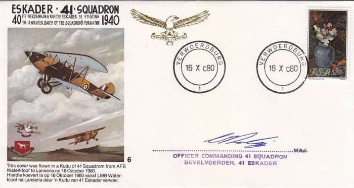RSA,Aviation,1980,490 of 2,000 printed and flown, Signed