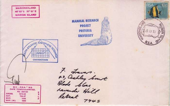 South Africa,Special cover from Marion Island,1979