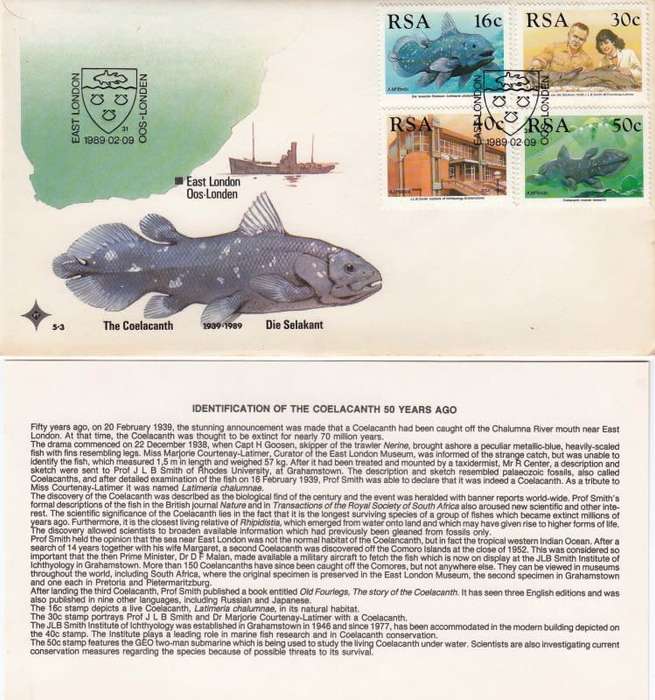 RSA, Scott #762/765,1992, Discovery of living specimen Coelacanth