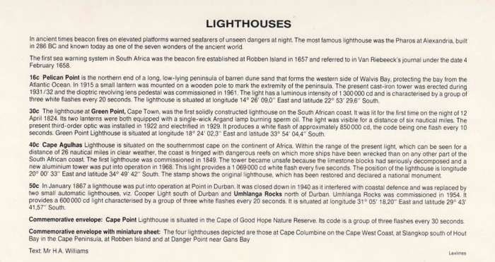South Africa, Scott #714/717,1988, FDC, Lighthouses