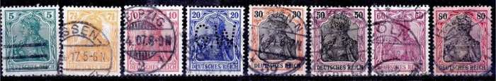 Germany, Germania, Scott #82/4,86,89,91,98,1905/1919,FU,CV$9.00