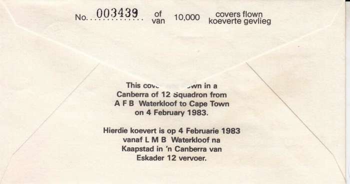 RSA,Scott #609,1983,Aviation Cover,Size19cmX10cm