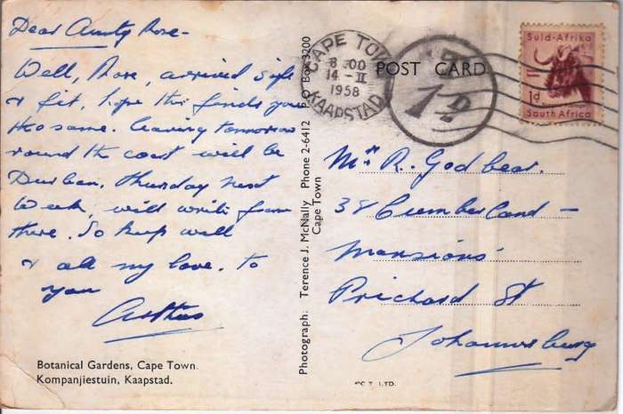 South Africa,Post Card,Surcharged with revenue 1d stamp!