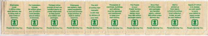 United States,MNH,Strip of 10 stamps,Scott #1489/1498 folded