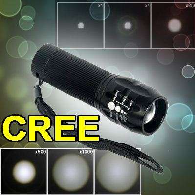Adjustable Zoom Focus Bright LED Flashlight **FREE 3 x AAA batteries**