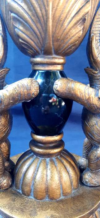 LARGE VINTAGE TABLE STAND DECORATED WITH ELEPHANTS