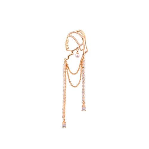 Delicate brooch for girl wearing pearl earrings - Gold color
