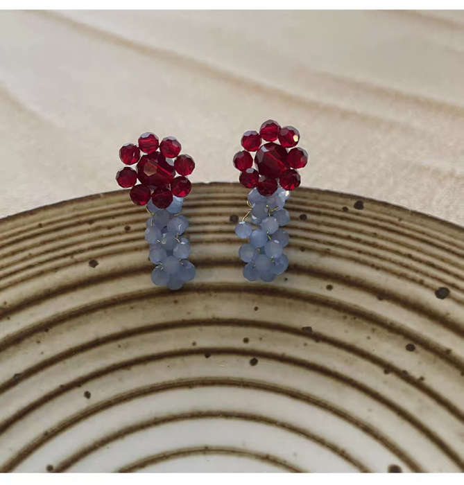 Burgundy flower earrings