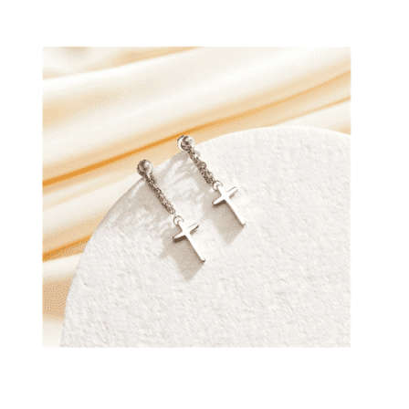 Tassel Chain Cross Earrings