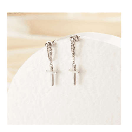 Tassel Chain Cross Earrings