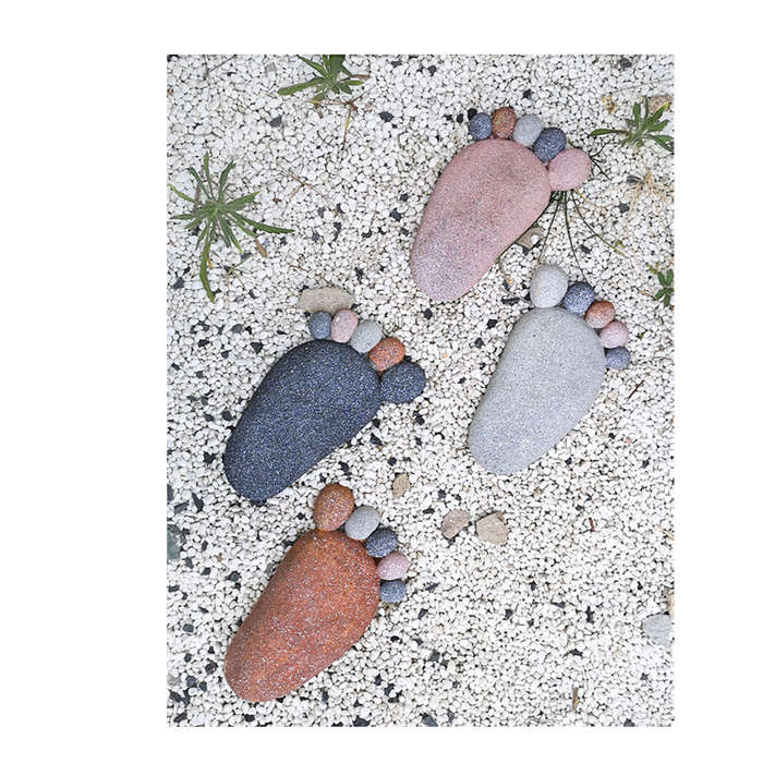 Pair of Stone Feet Garden Decorations - Dark Brown