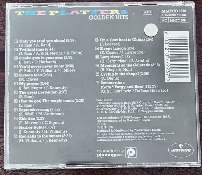 The Platters - Golden Hits CD (MMTCD 1614)