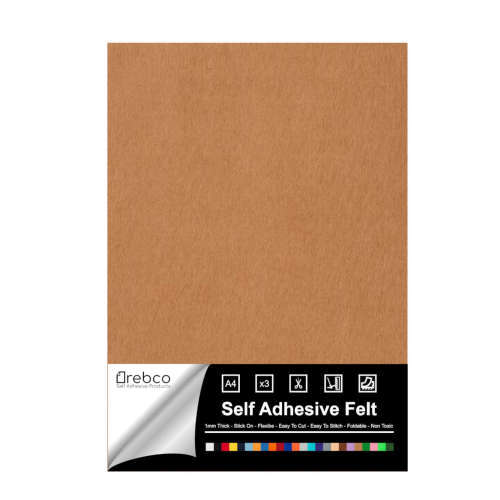 Self Adhesive Felt - A4 X 5 Sheets TEDDY