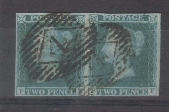 CV ++R2 300.00 FU SG 14 white lines 2 Penny Blue