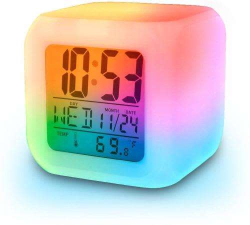 LOF Lords of Fashion LED Color Changing Digital Alarm Clock with Date Time and Temperature