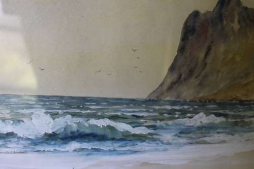 H. Anderson signed Hangberg Hout Bay original watercolour painting framed South African art seascape