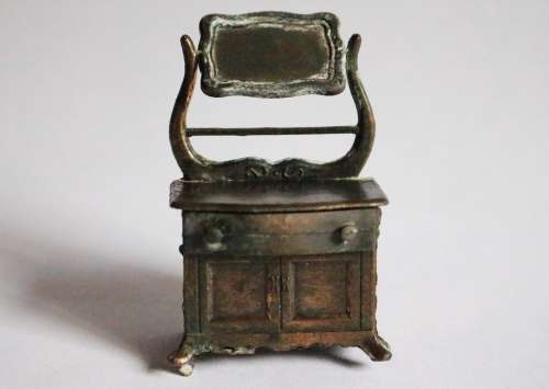 Vintage Durham Industries metal dollhouse furniture diecast cabinet dresser mirror miniature 32 1976