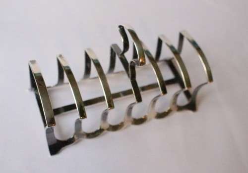 Antique toast rack 6-slice Mark Willis And Son British silver plate Sheffield England near mint