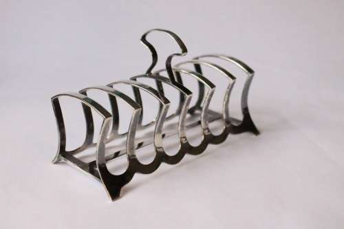 Antique toast rack 6-slice Mark Willis And Son British silver plate Sheffield England near mint