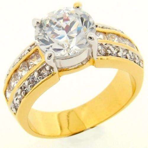(Size 10) 14K Gold Plated Fashion Ring with Russian Formula Cubic Zirconia Stone/s