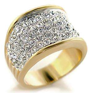 (Size 7) 14K Gold Plated Fashion Ring with Swarovski Austrian Crystal/s