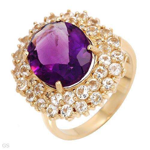 **R21 000.00**Vibrant Ring With 5.96ctw Precious Stones - Genuine Diamonds,Amethyst and Topazes