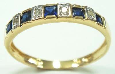 **R5 500.00**FINE 9KT YELLOW GOLD SAPPHIRE & DIAMOND BAND RING