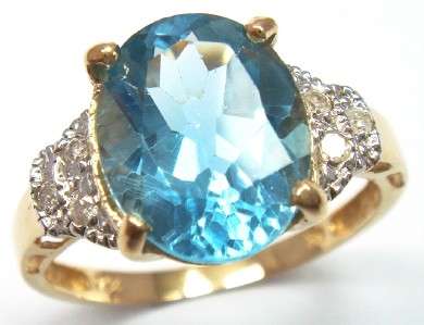 **R5 500.00**GREAT 9KT YELLOW GOLD 3CT BLUE TOPAZ & DIAMOND