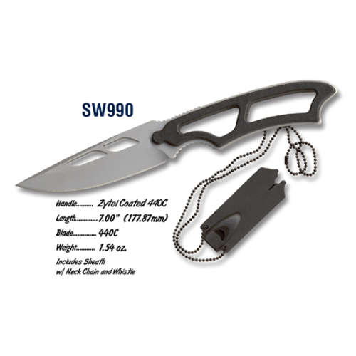 Smith & Wesson Neck Silver Knife Fixed Blade With Sheath  -  3 AVAILABLE!!
