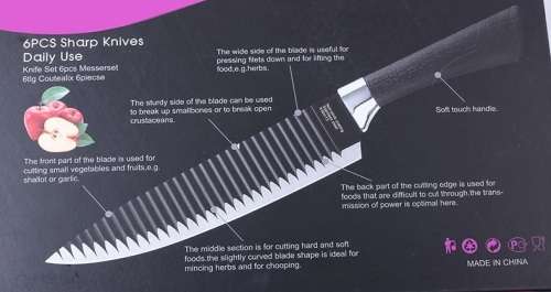 Cookstyle Chef Knife Set 6 Piece - Non stick coated, Non slip - LAST 3 Available!!