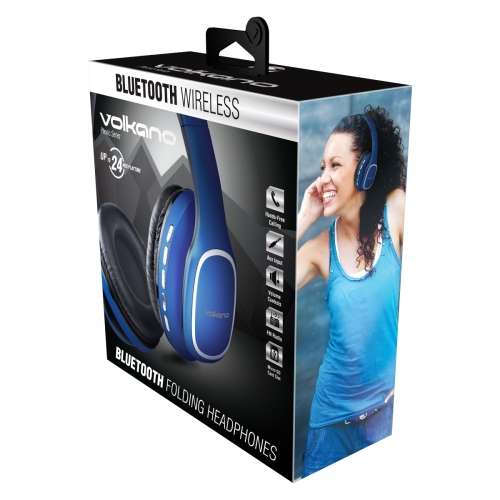 Volkano Phonic Series Bluetooth Wireless Hadphones in Blue with FM Radio and up to 24 Hours Playtime
