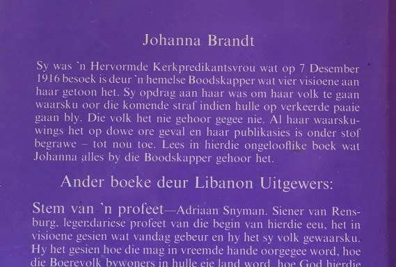 Die Visioene van Johanna Brandt verwerk deur Annelize Morgan