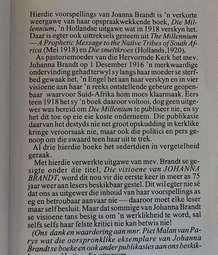 Die Visioene van Johanna Brandt verwerk deur Annelize Morgan