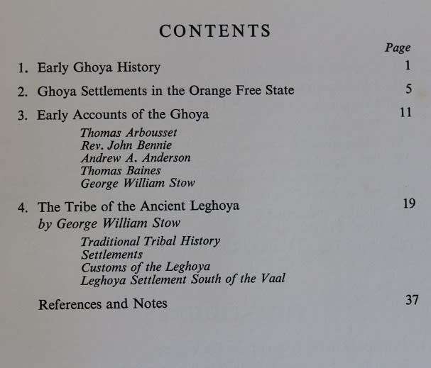Early Ghoya Settlement in the Orange Free State compiled by James Walton.
