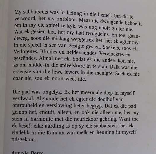 Sabbatsreis deur Annelie Botes. Outobiografiese verhaal.