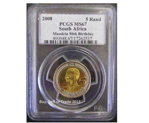 ## MORE RARE THAN NGC ##  2008 Mandela 90th Birthday R5 PCGS MS67 ## THE SOLID PURCHASE #