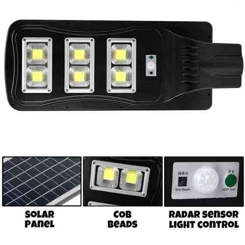 90W LED Solar Power Street Light, PIR Motion Sensor, Waterproof, Night Sensor with Remote