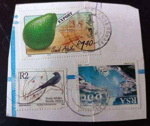 RSA 1993 SA Harbours 55c & 1994 Export Fruits R1.40 R2.00 Def. on piece