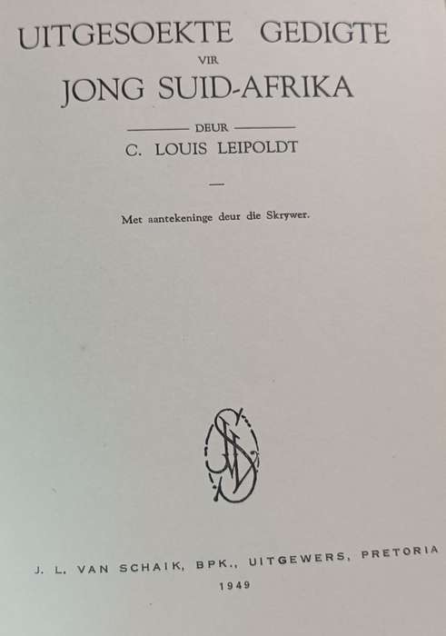 Uitgesoekte Gedigte vir Jong Suid-Afrika - C. Louis Leipoldt - Hardcover - 76 pages
