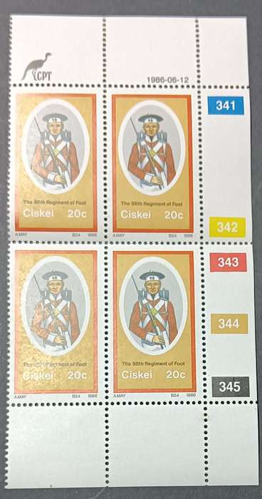 Ciskei 1986 Military Uniforms of the 98th Foot Regiment 20c Control Strip