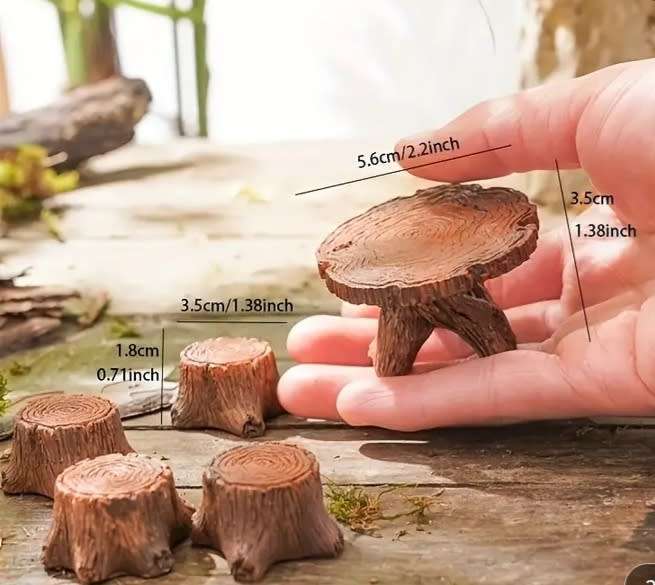 5pc Fairy garden tree stump table and chairs