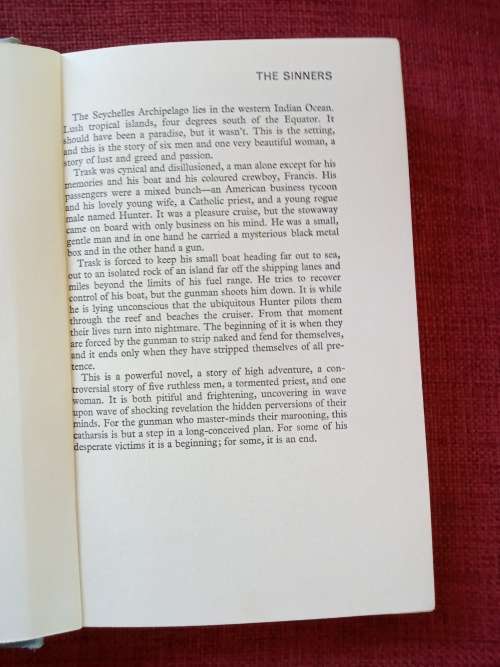 The Sinners by DR Sherman. 1st edition 1970. H/C with jacket. 215 pp.