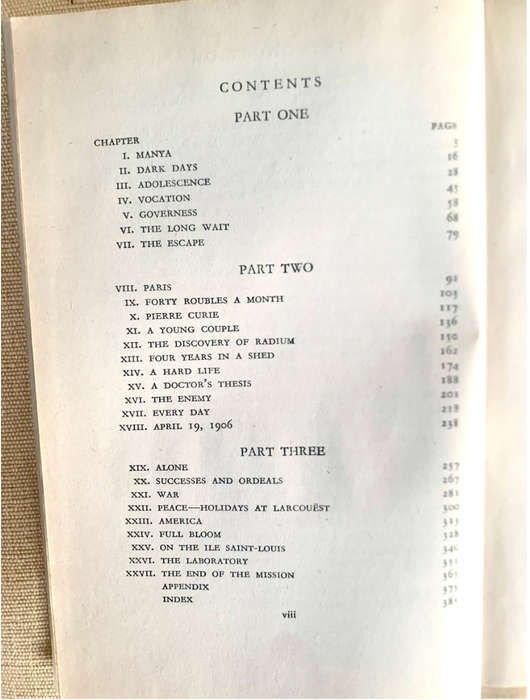 Madame Curie, by Eve Curie. 1947 reprint of 1st edition of 1938. H/C. 386 pp.