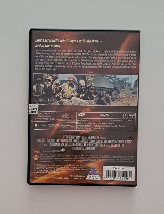 Kelly`s Heroes (1970) DVD movie adventure comedy world war II army collectable rare recce
