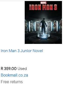 Marvel Iron Man 3 The Junior Novel The book of the film rare collectable (Marvel comics cartoon)