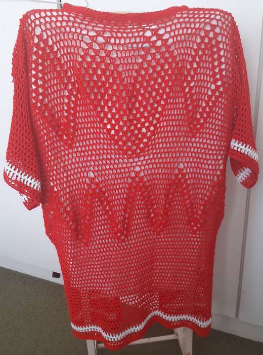 Ladies Crochet Red Beach Dress