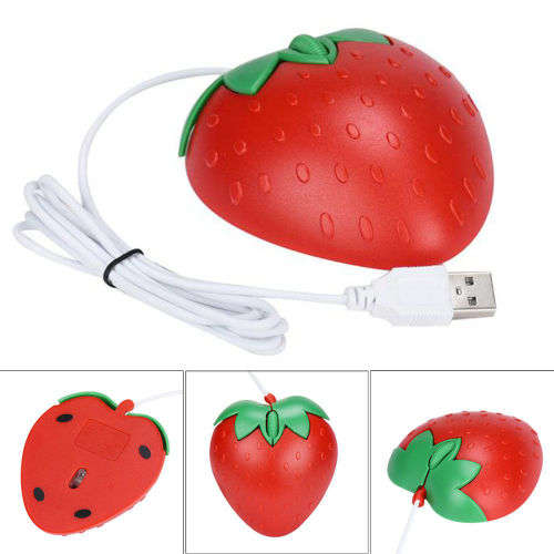 1600 DPI USB Wired Optical Mouse For PC Laptop STRAWBERRY